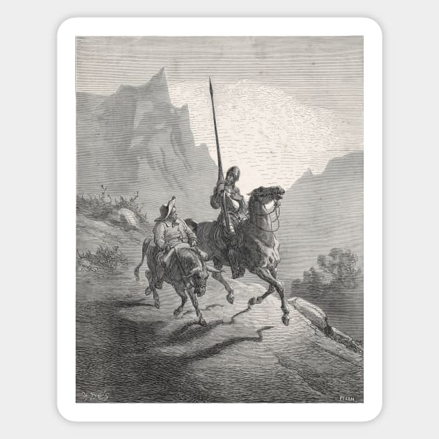 Don Quixote & Sancho Panza by Gustave Dore Sticker by artfromthepast